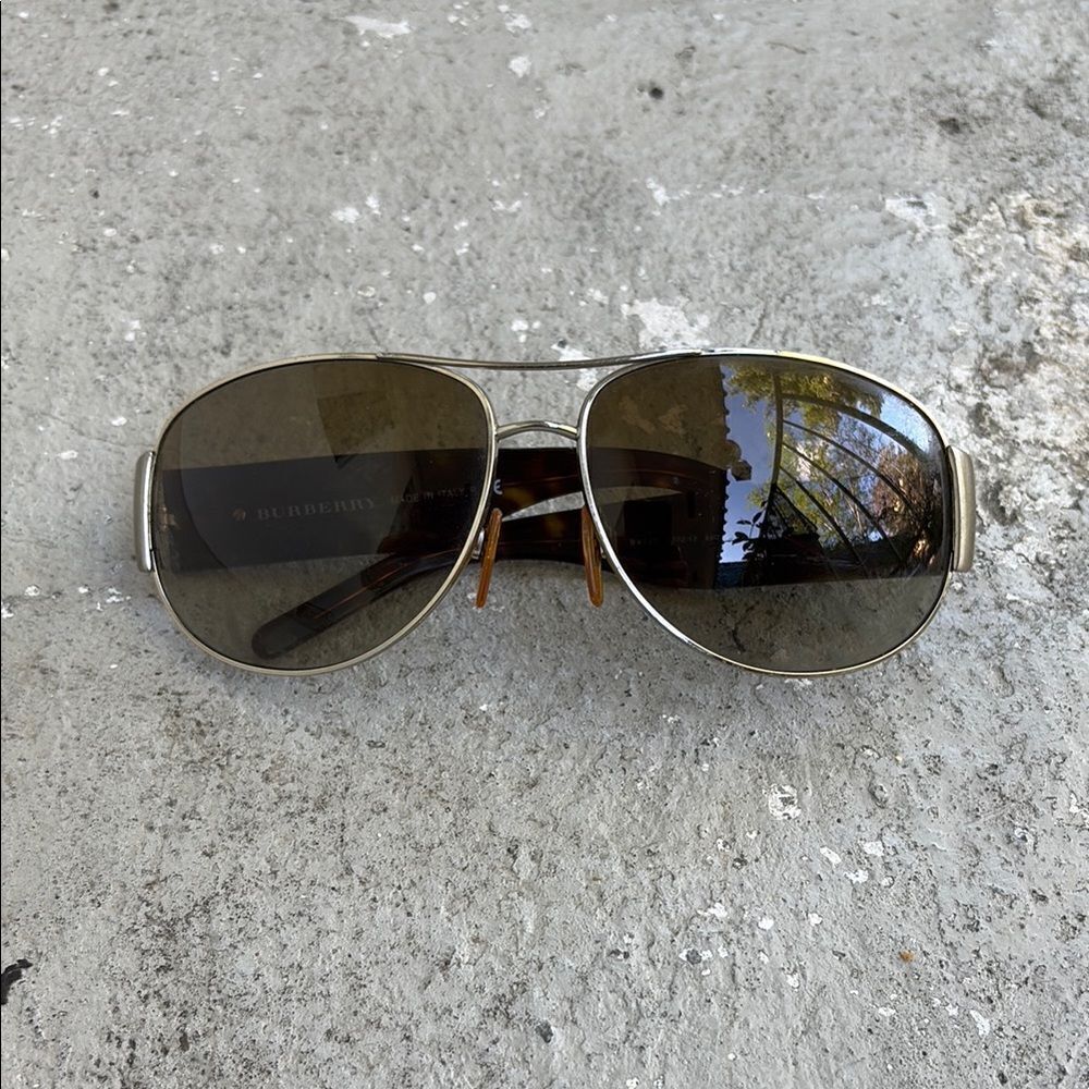 Burberry Aviator Sunglasses - Silver and Brown - Picture 1 of 4
